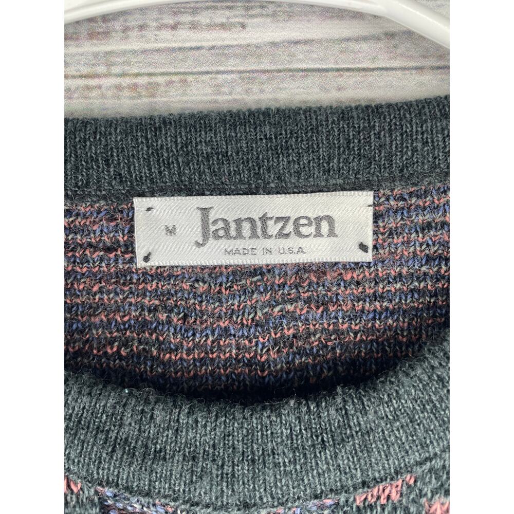 Jantzen Men’s Chunky Knit Sweater Aztec Medium Grandpa Vintage Geometric USA - Picture 3 of 7